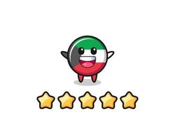 the illustration of customer best rating, kuwait flag cute character with 5 stars