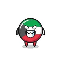 evil expression of the kuwait flag cute mascot character vector