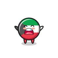 cute kuwait flag mascot with a yawn expression vector