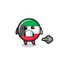 the illustration of the kuwait flag cartoon doing fart vector