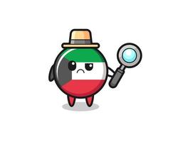 the mascot of cute kuwait flag as a detective vector