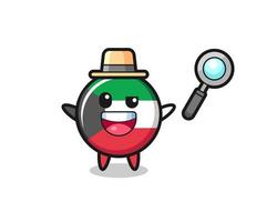 illustration of the kuwait flag mascot as a detective who manages to solve a case vector