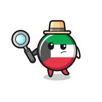 kuwait flag detective character is analyzing a case vector