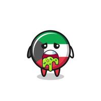el lindo personaje de la bandera de kuwait con vómito vector