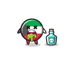 illustration of an kuwait flag character vomiting due to poisoning vector