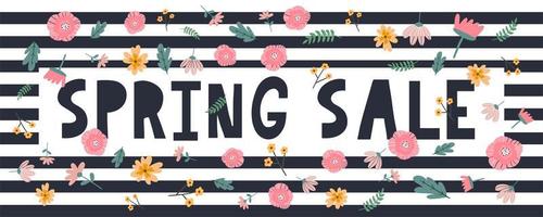 Hello Spring hand logotype, badge typography icon. Lettering spring season with leaf for greeting card, invitation template. Retro, vintage lettering banner poster template background, Sale, offer vector