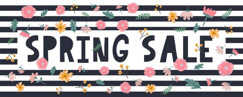 Hello Spring hand logotype, badge typography icon. Lettering spring season with leaf for greeting card, invitation template. Retro, vintage lettering banner poster template background, Sale, offer