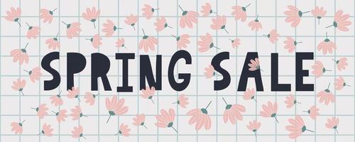 Hello Spring hand logotype, badge typography icon. Lettering spring season with leaf for greeting card, invitation template. Retro, vintage lettering banner poster template background, Sale, offer vector