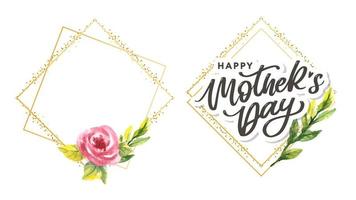 Happy Mothers Day lettering. Handmade calligraphy vector illustration. Mother's day card with flowers