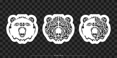 Bear face prints set. Suitable for sweaters, t-shirts or phone parts. illustration. vector