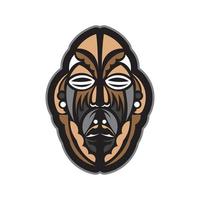 Tiki mask in Samoan style. Good for t-shirt prints, cups, phone cases and tattoos. Isolated. Vector