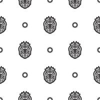 Seamless pattern with tiki face, mask or totem. Patterns in the style of Polynesia. Good for prints, textiles and backgrounds. Isolated. Vector