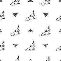 Seamless black and white pattern with sharks. Good for backgrounds and prints. Vector