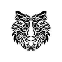 diseño de tatuaje tribal de cabeza de tigre. negro aislado en blanco vector
