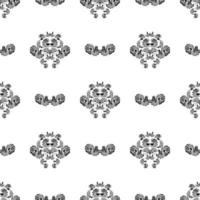 Seamless black and white pattern with monograms in the Baroque style. Good for mural wallpaper, fabric, postcards and printing. Vector
