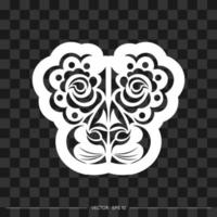 Lion print. Lion face in Maori style. Vector illustrator.