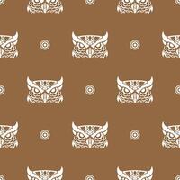 Seamless pattern with the face of an Owl. Good covers, fabrics, postcards and printing. Vector illustration.
