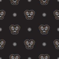 Seamless pattern with tiger head in simple boho style. Good for backgrounds, prints, apparel and textiles. Vector