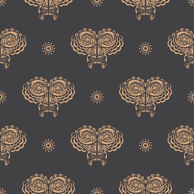 Seamless pattern with a tiger head in a simple style. Good for backgrounds and prints. Vector