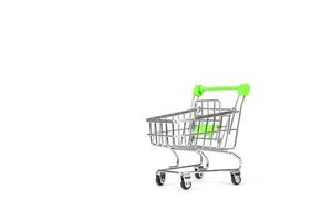 Shopping cart on white background for Online shopping concepts photo