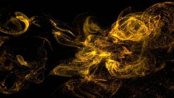 Fluid gold color particles flowing beautiful with depth of field abstract background photo