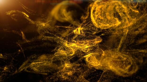 Fluid gold color particles flowing beautiful with depth of field abstract background photo