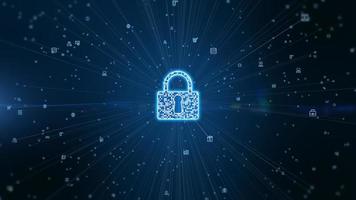 Lock Icon cyber security of digital data network protection. High speed connection data analysis. Technology data network conveying connectivity background concept. photo