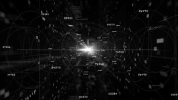 Digital cyberspace with particles and digital data network connections background concept. photo