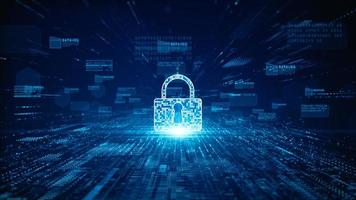 Lock Icon cyber security of digital data network protection. High speed connection data analysis. Technology data network conveying connectivity background concept. photo