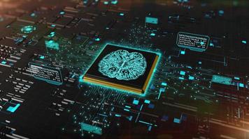 3D rendering digital of computer chip over circuit background with AI Artificial Intelligence concept, High speed connection data analysis, Future Technology digital background photo