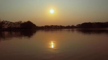 Perspective twilight view at sunset with perfectly specular reflection. photo