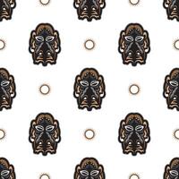 Seamless pattern with tiki mask on a white background. Good for prints. Isolated. Vector