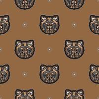 Seamless pattern with BEAR FACE in Simple style. Good for covers, fabrics, postcards and printing. Vector illustration.