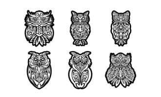 Set of owls print. Samoa and Hawaii patterns. Good for t-shirts, cups, phone cases and more. Vector