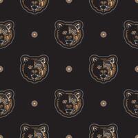 Seamless pattern with BEAR FACE in Simple style. Good for covers, fabrics, postcards and printing. Vector illustration.