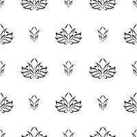 Black-white Seamless pattern with lotuses in Simple style. Good for clothing and textiles. Vector