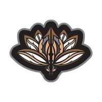 Lotus ornament, ethnic tattoo. Patterned Indian lotus. Samoan style. Color print. Isolated. Vector illustration.