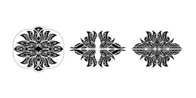 Set of lotus pattern in Simple style. Yoga symbol. Black and white print. Isolated. Vector