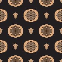 Dark solid color Seamless pattern with lotuses in Simple style. Good for mural wallpaper, fabric, postcards and printing. illustration. vector