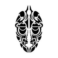 Tiki mask or totem. Patterns in the style of Polynesia. Good for tattoos, t-shirts, and prints. Isolated. Vector illustration.