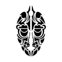 Tiki mask or totem. Patterns in the style of Polynesia. Good for tattoos, t-shirts, and prints. Isolated. Vector illustration.