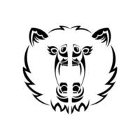 Vector Roaring Bear isolated on white background. Furious bear head. Bear silhouette. Tattoo art style.