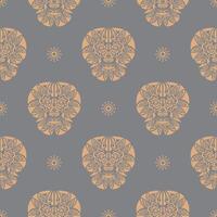 Seamless pattern with a tiger head in a simple style. Good for clothing and textiles. Vector