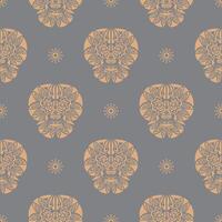 Seamless pattern with a tiger head in a simple style. Good for clothing and textiles. Vector