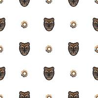 Seamless pattern with mask in the style of Samoa. vector