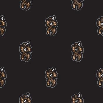 Seamless presentable pattern with flowers and monograms in simple style. vector