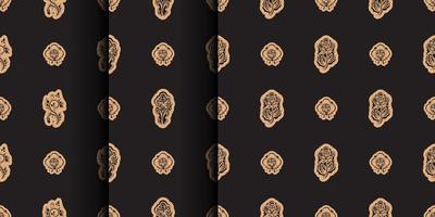 Set of Seamless luxury pattern with flowers and monograms in Simple style. Good for clothing and textiles. vector