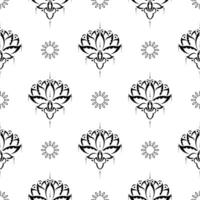 Lotus seamless pattern. Black and white. Good for backgrounds, prints, apparel and textiles. illustration. vector