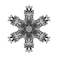 mándala redonda. patrón oriental en blanco y negro. motivo étnico. colorante. plantilla de tatuaje, adorno de henna. vector psicodélico.