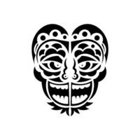 Tiki face, mask or totem. Samoan style patterns. Good for tattoos and prints. Isolated. Vector